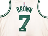 Boston Celtics Jaylen Brown Autographed White Nike Swingman Association Edition Jersey Size 52 Beckett BAS Witness Stock #256846