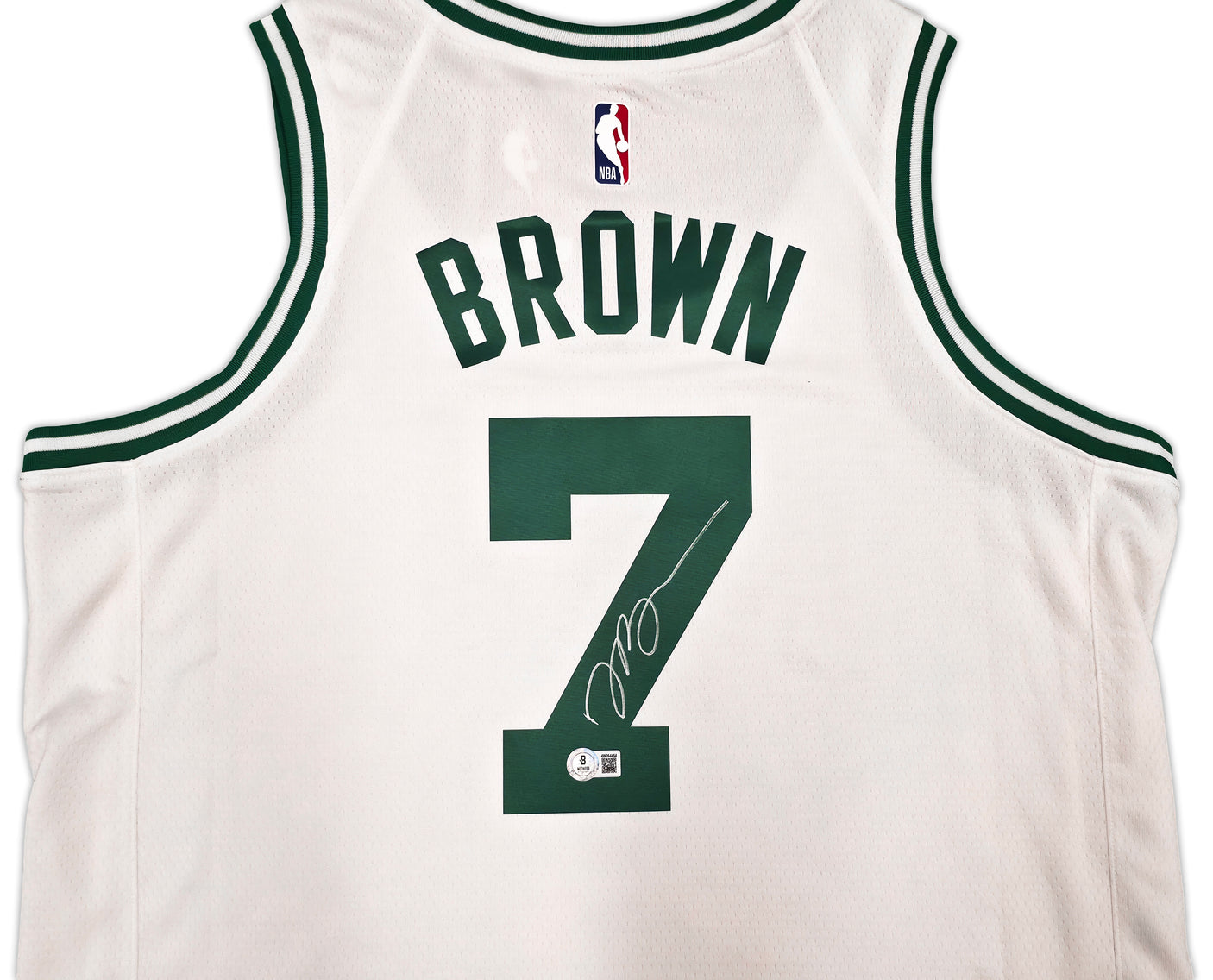 Boston Celtics Jaylen Brown Autographed White Nike Swingman Association Edition Jersey Size 48 Beckett BAS Witness Stock #256845