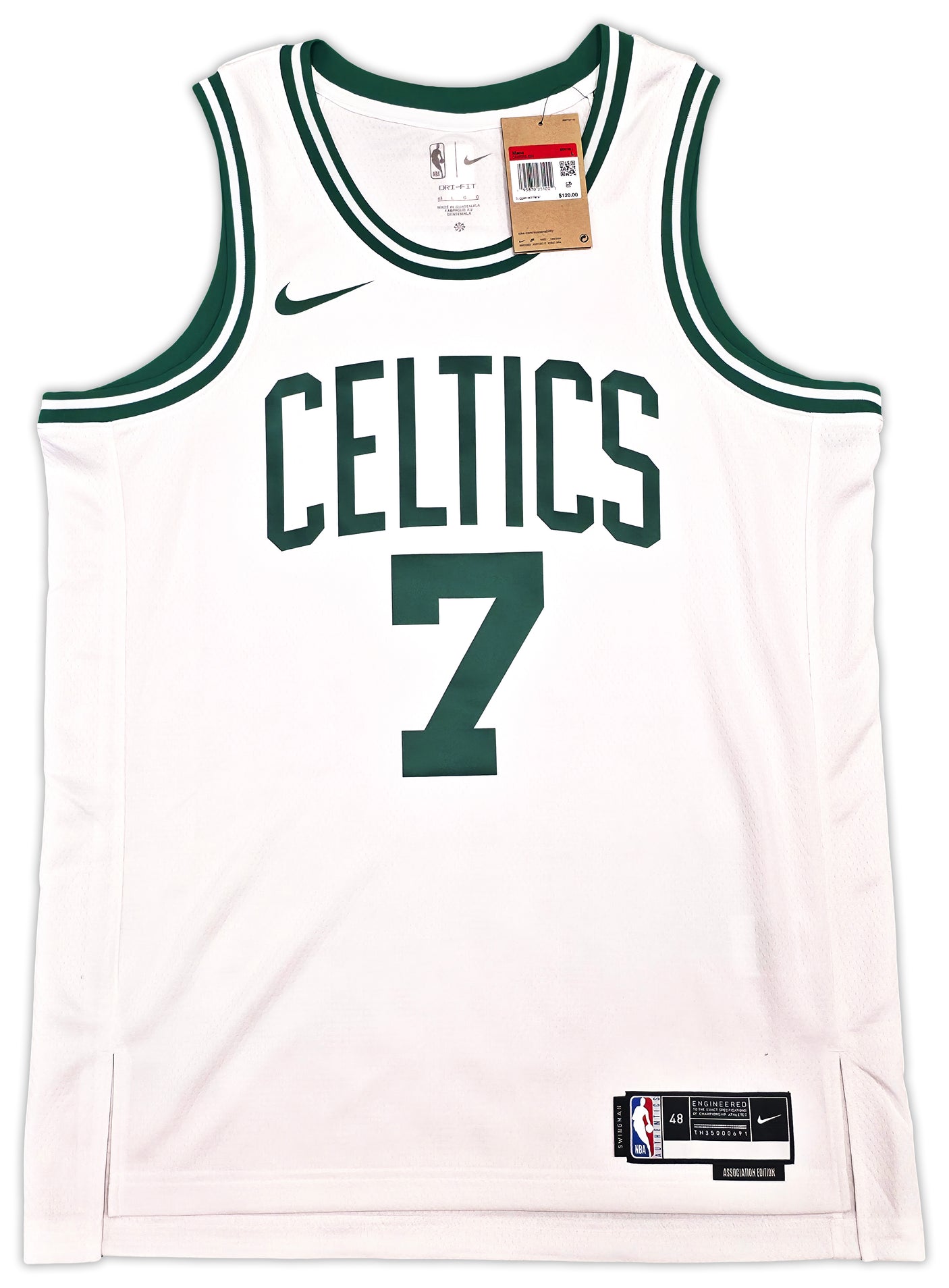 Boston Celtics Jaylen Brown Autographed White Nike Swingman Association Edition Jersey Size 48 Beckett BAS Witness Stock #256845