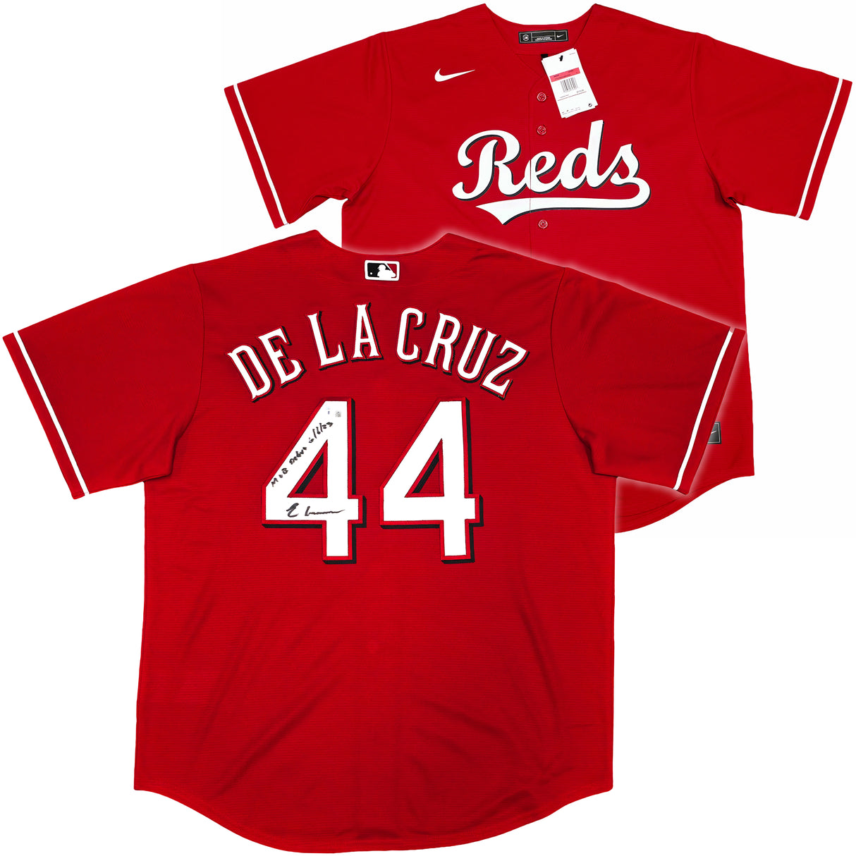 Cincinnati Reds Elly De La Cruz Autographed Red Nike Jersey Size XL "MLB Debut 6/6/23" Beckett BAS Witness Stock #256880