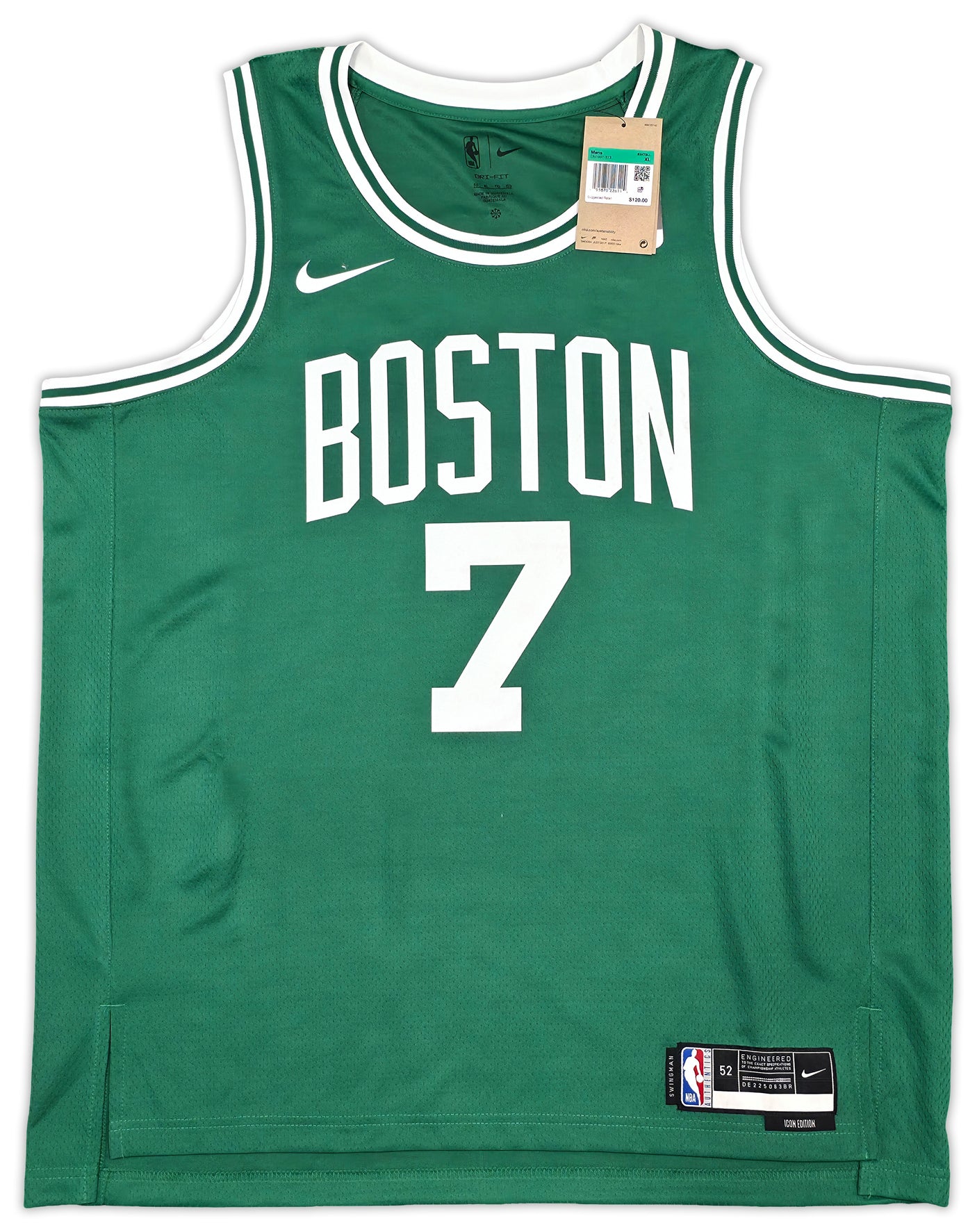 Boston Celtics Jaylen Brown Autographed Green Nike Swingman Icon Edition Jersey Size 52 Beckett BAS Witness Stock #256848