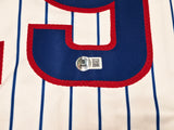 Chicago Cubs Michael Busch Autographed White Pinstripes Jersey Beckett BAS Witness Stock #256912