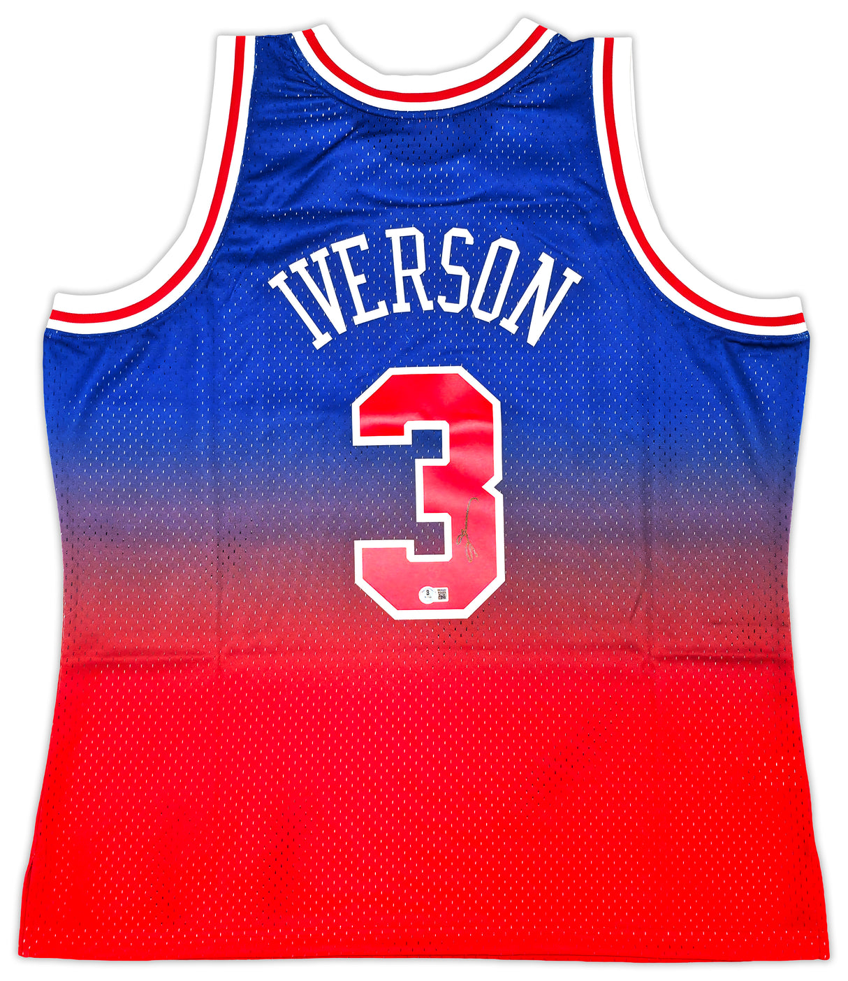 Philadelphia 76ers Allen Iverson Autographed Red Authentic Mitchell & Ness 1996-97 HWC Swingman Fadeaway Jersey Size 2XL Beckett BAS Witness Stock #253634