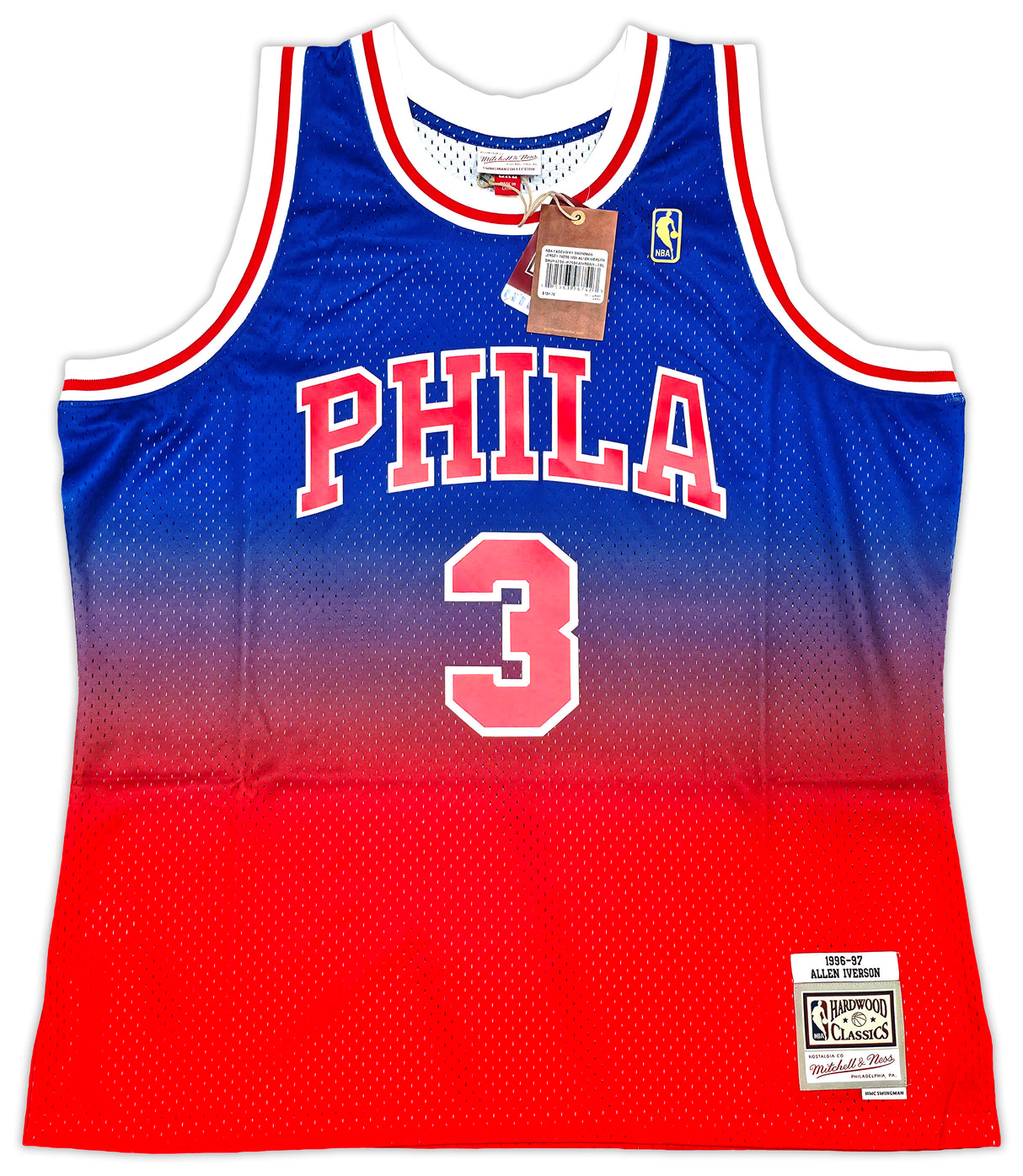 Philadelphia 76ers Allen Iverson Autographed Red Authentic Mitchell & Ness 1996-97 HWC Swingman Fadeaway Jersey Size 2XL Beckett BAS Witness Stock #253634