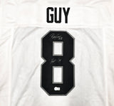 Oakland Raiders Ray Guy Autographed White Jersey "HOF 14" Beckett BAS QR Stock #256904