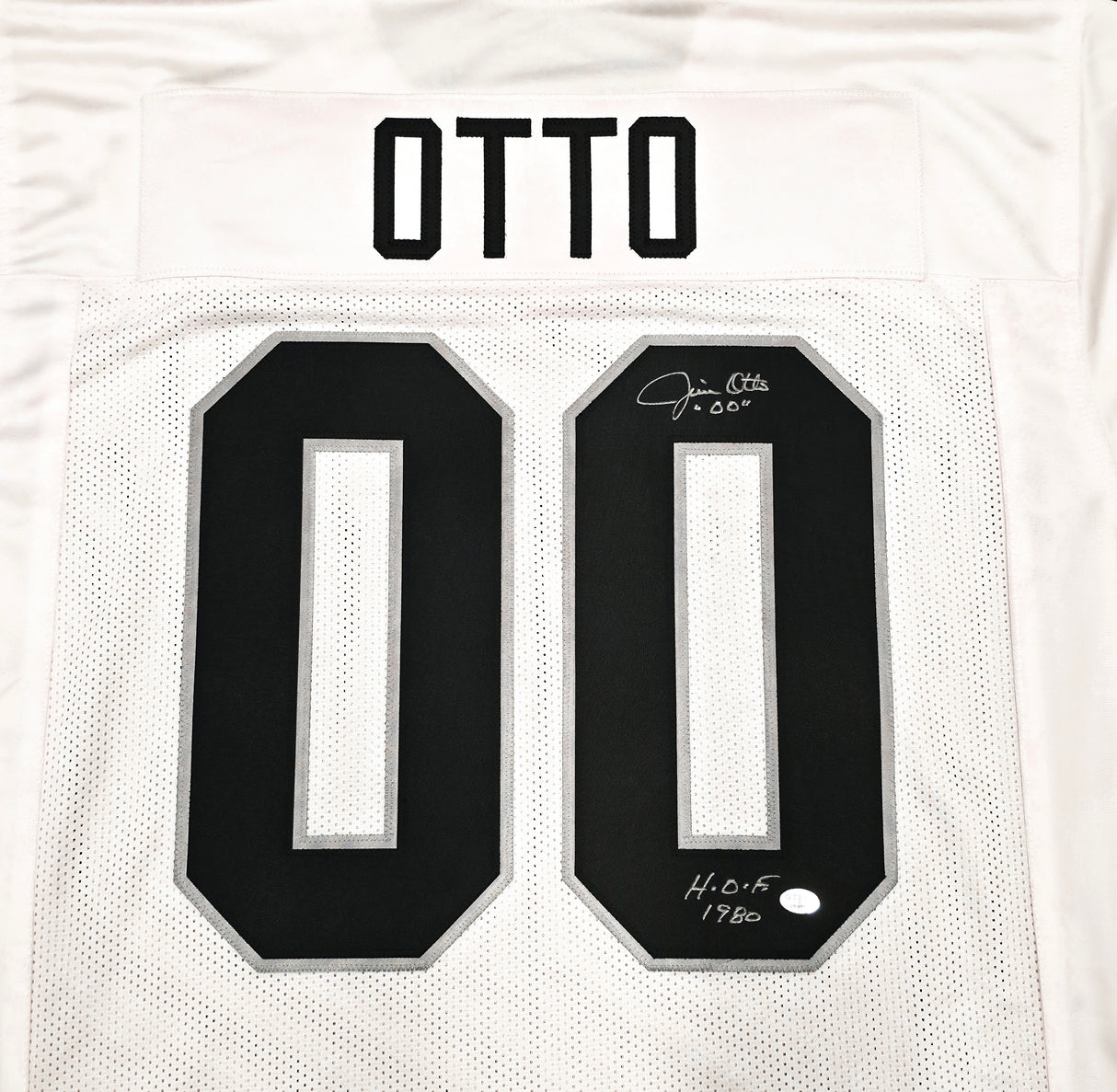 Oakland Raiders Jim Otto Autographed White Jersey GTSM Stock #256892