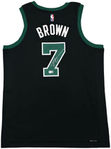 Boston Celtics Jaylen Brown Autographed Black Nike Swingman Statement Edition Jersey Size 52 Beckett BAS Witness Stock #256847