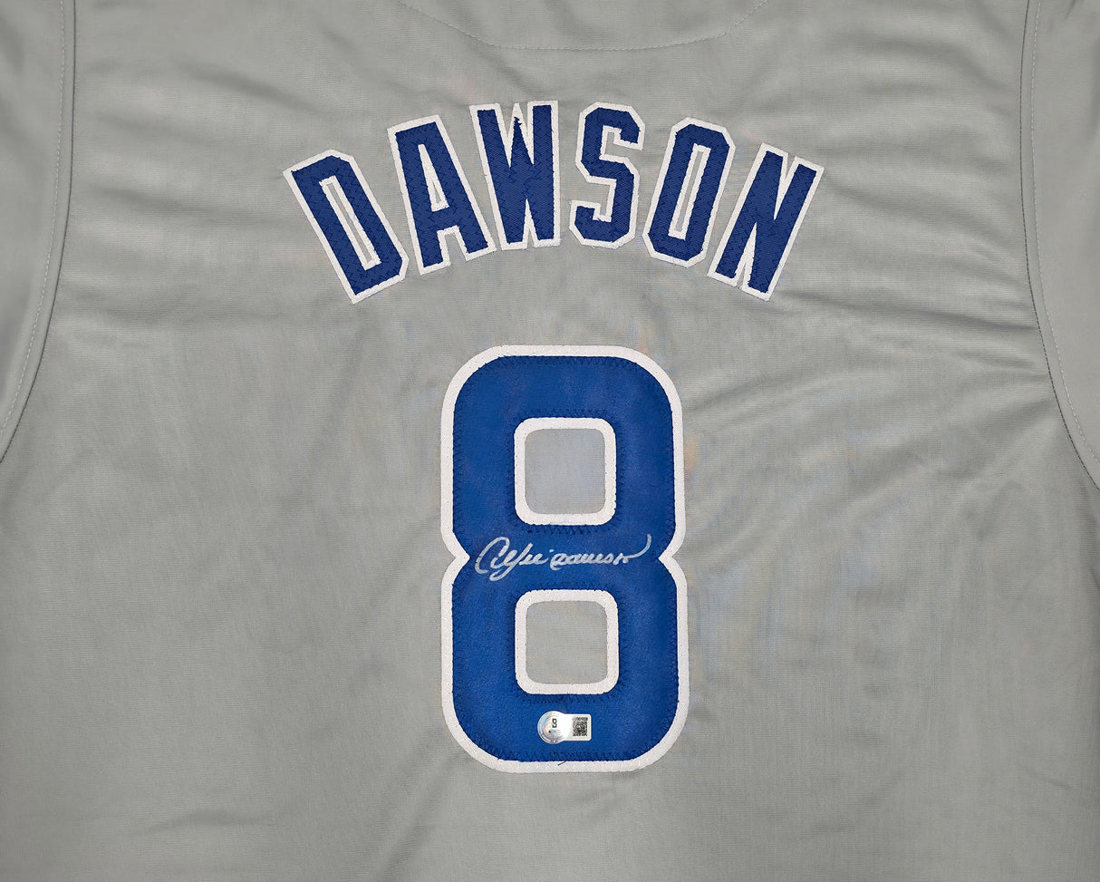 Chicago Cubs Andre Dawson Autographed Gray Jersey Beckett BAS Witness Stock #256893