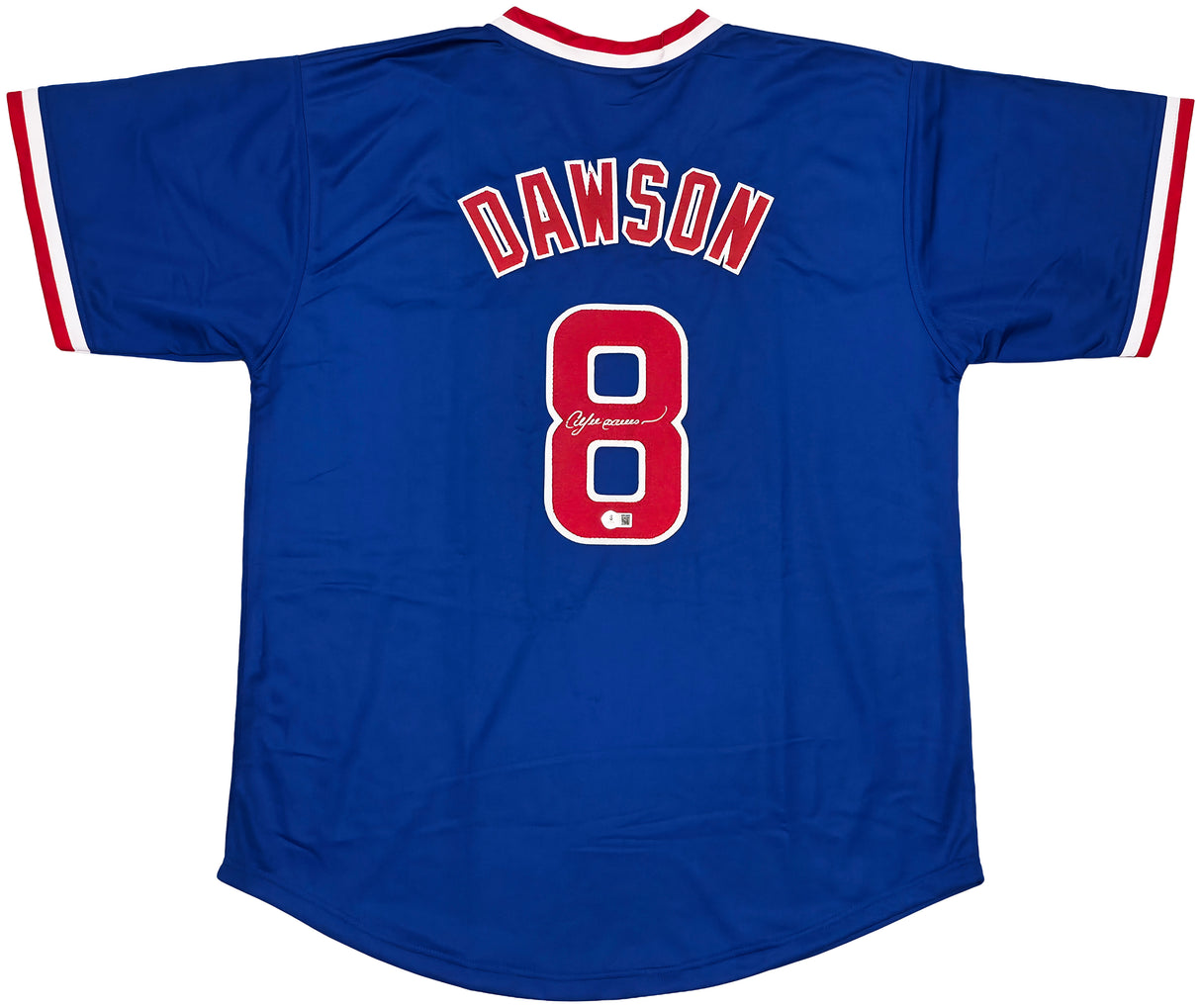 Chicago Cubs Andre Dawson Autographed Blue Jersey Beckett BAS Witness Stock #256897