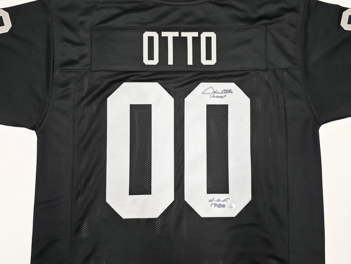 Oakland Raiders Jim Otto Autographed Black Jersey GTSM Stock #256891