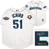 Seattle Mariners Ichiro Suzuki Autographed White Authentic Mitchell & Ness Cooperstown Authentic Collection 2001 ASG Patch Rookie Jersey Size 48 "HOF 25" IS Holo & Beckett BAS Witness Stock #256855