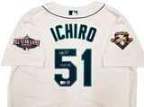 Seattle Mariners Ichiro Suzuki Autographed White Authentic Mitchell & Ness Cooperstown Authentic Collection 2001 ASG Patch Rookie Jersey Size 52 "HOF 25" IS Holo & Beckett BAS Witness Stock #256854