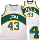 Seattle Supersonics Jack Sikma Autographed White Jersey MCS Holo Stock #256727