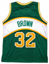 Seattle Supersonics Downtown Fred Brown Autographed Green Jersey MCS Holo Stock #256702