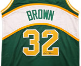 Seattle Supersonics Downtown Fred Brown Autographed Green Jersey MCS Holo Stock #256702
