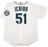 Seattle Mariners Ichiro Suzuki Autographed White Nike Hall of Fame Patch Jersey Size L IS Holo & Beckett BAS Witness Stock #256857