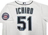 Seattle Mariners Ichiro Suzuki Autographed White Nike Hall of Fame Patch Jersey Size XL IS Holo & Beckett BAS Witness Stock #256858