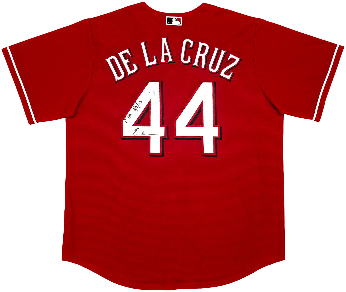 Cincinnati Reds Elly De La Cruz Autographed Red Nike Jersey Size L "1st HR 6/8/23" Beckett BAS Witness Stock #256881