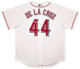 Cincinnati Reds Elly De La Cruz Autographed White Nike Jersey Size L Beckett BAS Witness Stock #256883