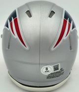 Kayshon Boutte Autographed New England Patriots Silver Speed Mini Helmet Beckett BAS Witness Stock #256984