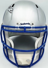Nick Emmanwori Autographed Seattle Seahawks 1983-2001 Throwback Silver Full Size Speed Replica Helmet Beckett BAS Witness Stock #260085