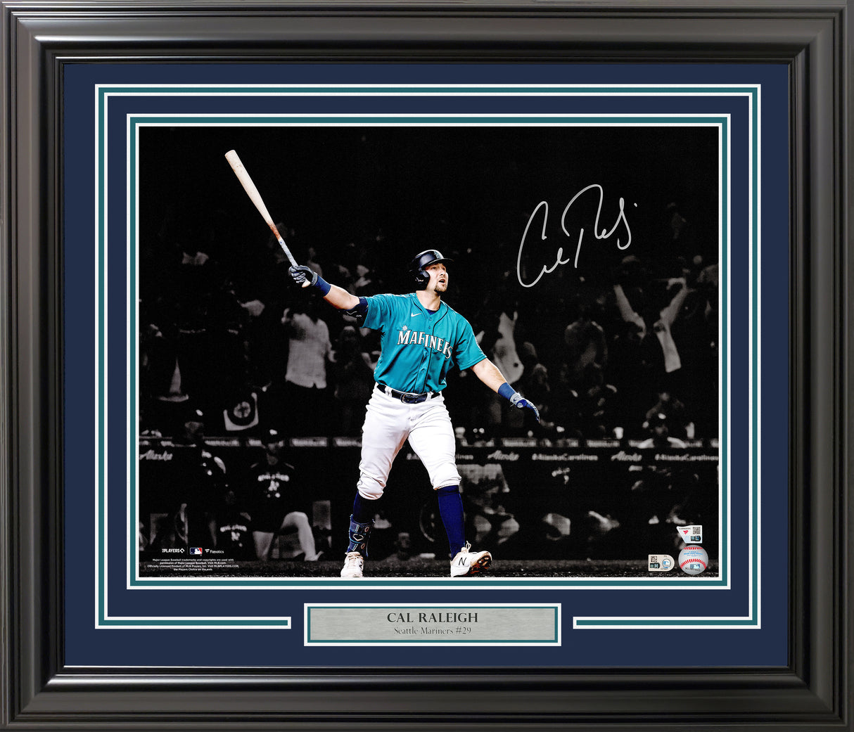 Cal Raleigh Autographed Framed 16x20 Photo Seattle Mariners Drought Ending Walk-Off Home Run Fanatics & MLB Holo Stock #262544