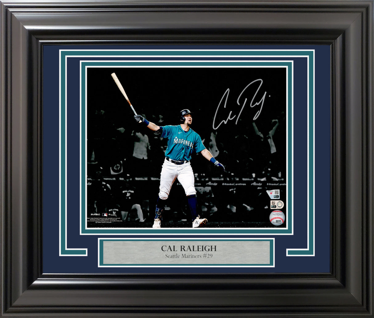 Cal Raleigh Autographed Framed 8x10 Photo Seattle Mariners Drought Ending Walk-Off Home Run Fanatics & MLB Holo Stock #262547