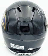 Terrell Suggs Autographed Baltimore Ravens Black Full Size Speed Replica Helmet Beckett BAS Witness Stock #261447