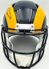 Aaron Donald Autographed Los Angeles Rams Blue 1981-99 Throwback Full Size Speed Replica Helmet Beckett BAS Witness Stock #261453