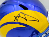 Aaron Donald Autographed Los Angeles Rams 2020 Alternate Blue Full Size Speed Replica Helmet Beckett BAS Witness Stock #261454