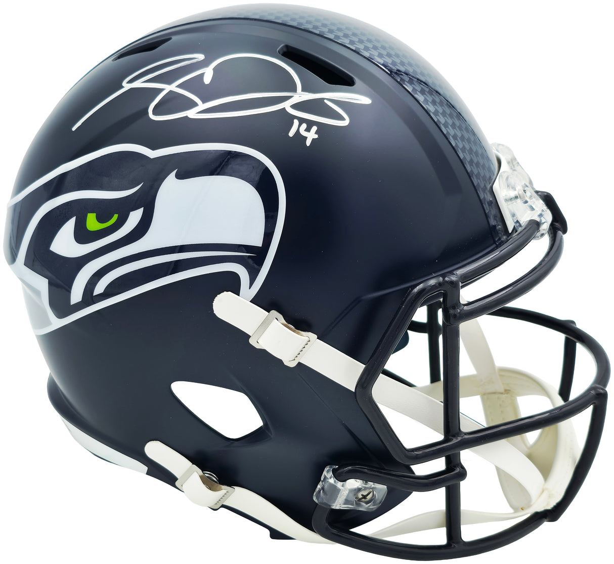 Sam Darnold Autographed Seattle Seahawks Blue Super Bowl LX Champions Logo Full Size Speed Replica Helmet Beckett BAS Witness Stock #261508