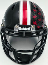 TreVeyon Henderson Autographed Ohio State Buckeyes Alternate Black Speed Mini Helmet Beckett BAS Witness Stock #261834