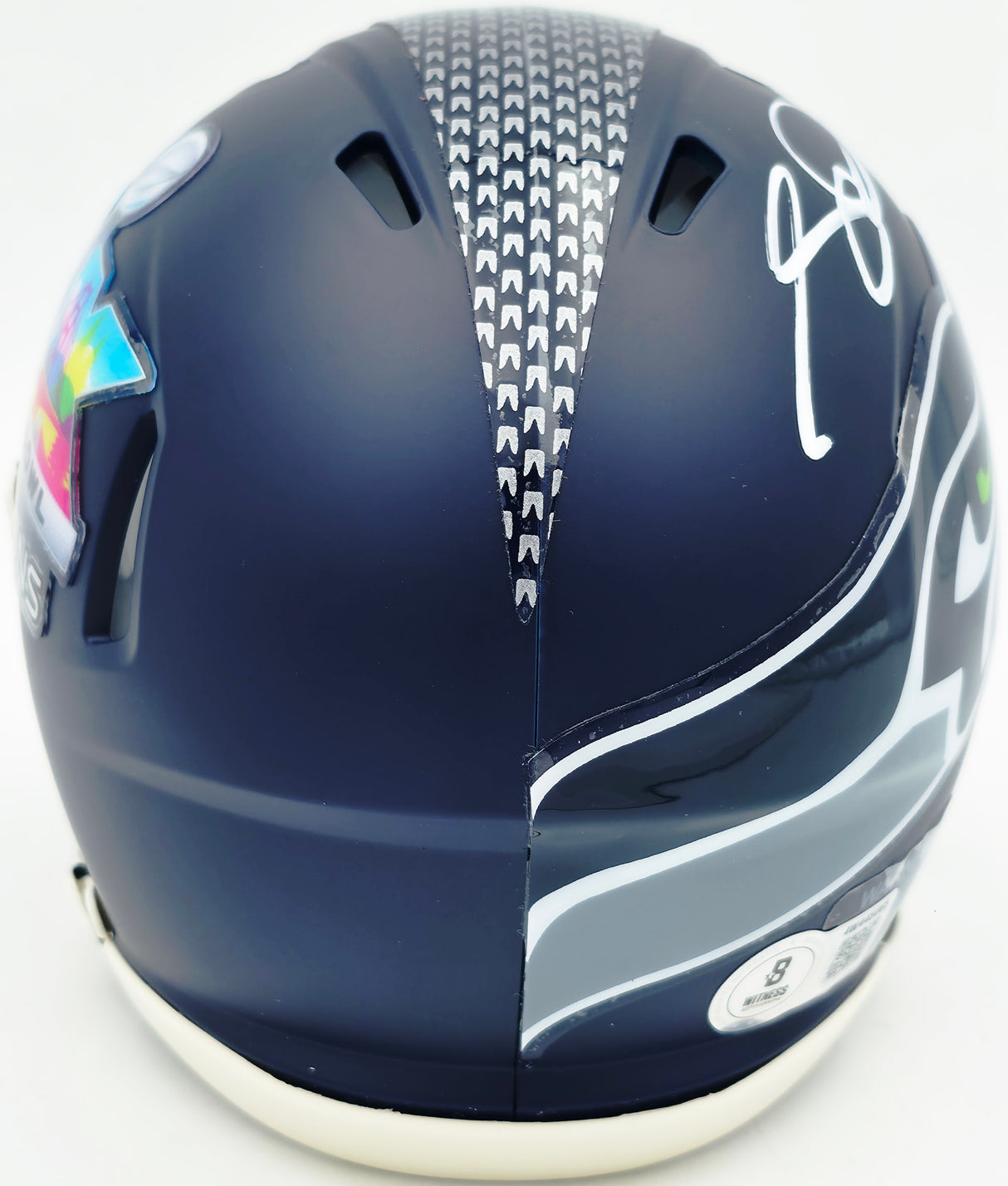 Sam Darnold Autographed Seattle Seahawks Blue SB LX Champions Logo Speed Mini Helmet Beckett BAS Witness Stock #261843