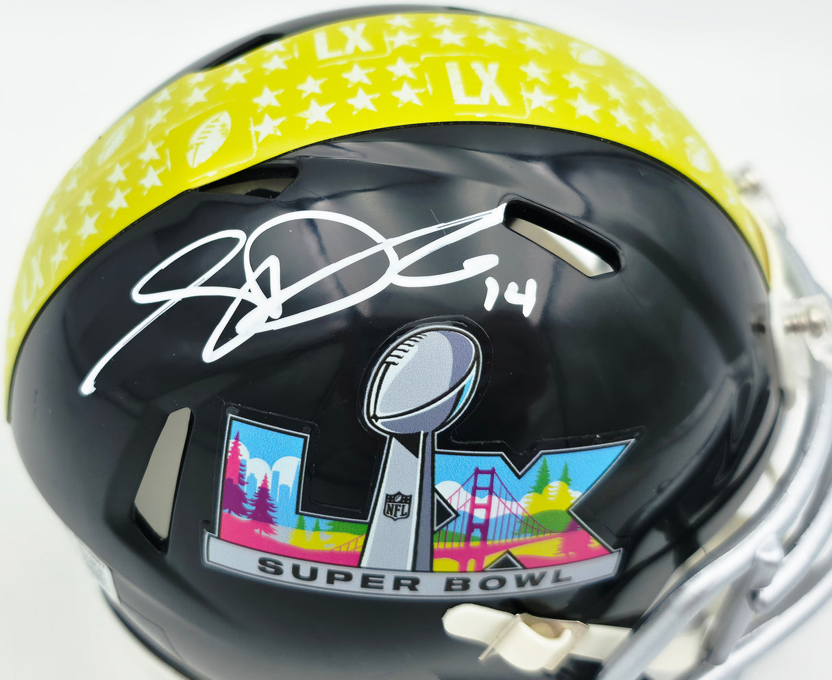 Sam Darnold Autographed Seattle Seahawks Black SB LX Logo Speed Mini Helmet Beckett BAS Witness Stock #261844