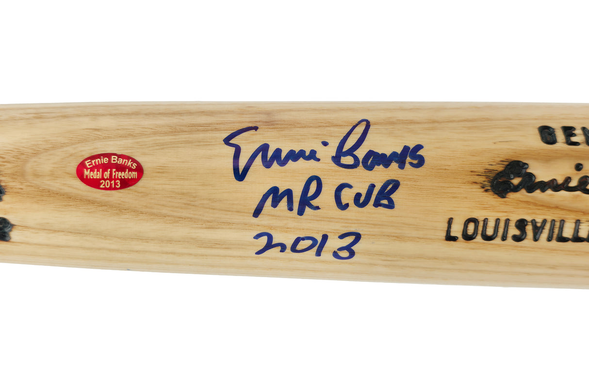 Ernie Banks Autographed Louisville Slugger Game Model Baseball Bat Chicago Cubs "Mr. Cub, 2013" Beckett BAS QR Stock #261677