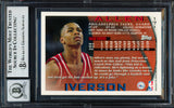 Allen Iverson Autographed 1996-97 Topps Rookie Card #171 Philadelphia 76ers Auto Grade Gem Mint 10 Beckett BAS Stock #261777