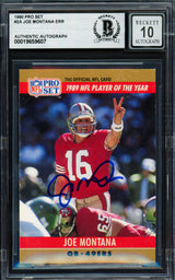 Joe Montana Autographed 1990 Pro Set Card #2 San Francisco 49ers Auto Grade Gem Mint 10 Beckett BAS Stock #261781