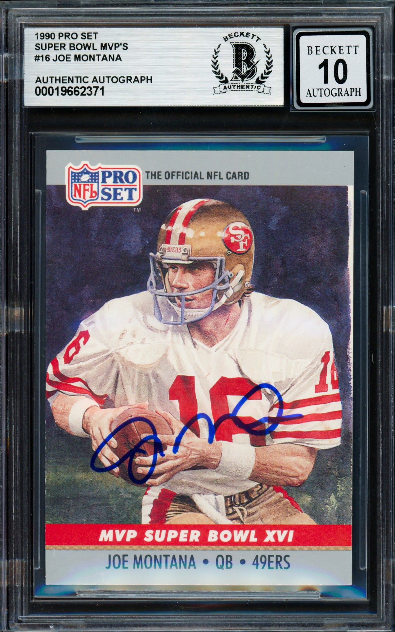 Joe Montana Signed Memorabilia – 1990 Pro Set Card #16 – Pristine