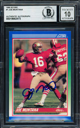 Joe Montana Autographed 1990 Score Card #1 San Francisco 49ers Auto Grade Gem Mint 10 Beckett BAS Stock #261789