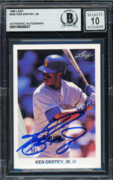 Ken Griffey Jr. Autographed 1990 Leaf Card #245 Seattle Mariners Auto Grade Gem Mint 10 Beckett BAS Stock #261774