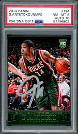 Giannis Antetokounmpo Autographed 2013 Panini Rookie Card #194 Milwaukee Bucks PSA 8 Auto Grade Gem Mint 10 PSA/DNA Stock #261994