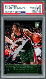 Giannis Antetokounmpo Autographed 2013 Panini Rookie Card #194 Milwaukee Bucks Auto Grade Gem Mint 10 PSA/DNA Stock #261996