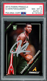 Giannis Antetokounmpo Autographed 2013 Panini Pinnacle Rookie Card #5 Milwaukee Bucks PSA 8 Auto Grade Gem Mint 10 PSA/DNA Stock #261998