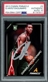 Giannis Antetokounmpo Autographed 2013 Panini Pinnacle Rookie Card #5 Milwaukee Bucks Auto Grade Gem Mint 10 PSA/DNA Stock #262000
