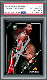 Giannis Antetokounmpo Autographed 2013 Panini Pinnacle Rookie Card #5 Milwaukee Bucks Auto Grade Mint 9 PSA/DNA Stock #262001