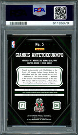 Giannis Antetokounmpo Autographed 2013 Panini Pinnacle Rookie Card #5 Milwaukee Bucks Auto Grade Mint 9 PSA/DNA Stock #262001