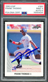 Frank Thomas Autographed 1990 Leaf Rookie Card #300 Chicago White Sox PSA 9 Auto Grade Mint 9 PSA/DNA Stock #262019