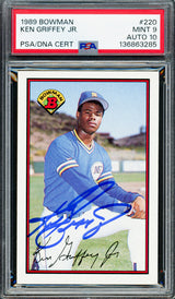 Ken Griffey Jr. Autographed 1989 Bowman Rookie Card #220 Seattle Mariners PSA 9 Auto Grade Gem Mint 10 PSA/DNA Stock #262020