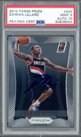 Damian Lillard Autographed 2012-13 Panini Prizm Rookie Card #245 Portland Trail Blazers BGS 9 Auto Grade Gem Mint 10 Beckett BAS Stock #262045