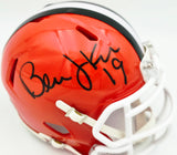 Bernie Kosar Autographed Cleveland Browns Orange 1975-05 Throwback Speed Mini Helmet JSA Witness Stock #261881
